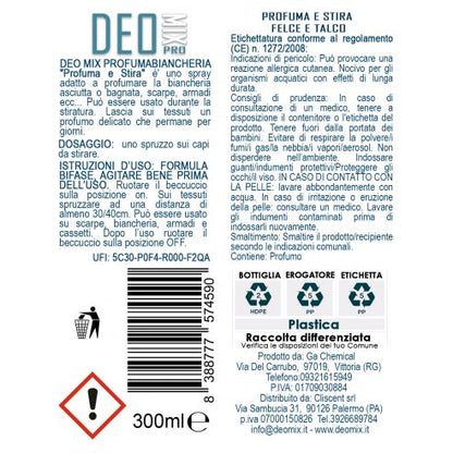 DEOmix Felce e Talco Profuma e Stira 300 ml Profuma Bucato Fresco di Rugiada